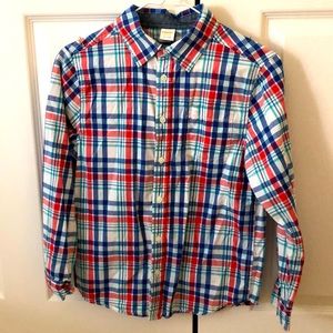 Boys 10/12 Gymboree plaid, button down shirt